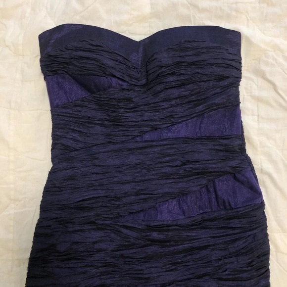 Daisy Strapless Bodycon Mini Purple Dress XS Shantung Formal - Picture 2 of 7